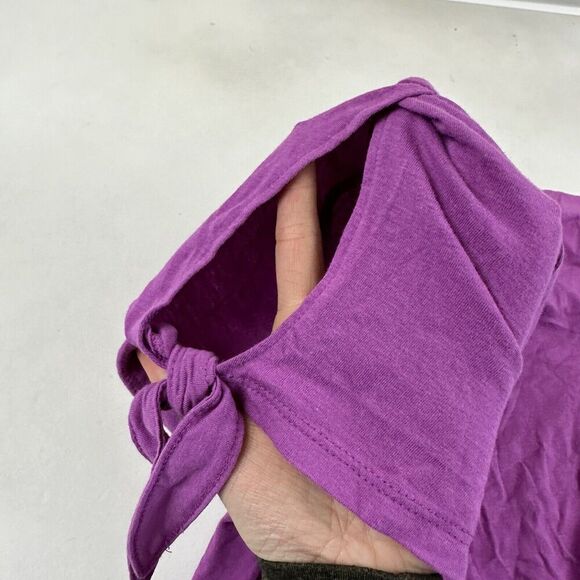 NWT Isabel Maternity by Ingrid & Isabel Purple Slit Tie Sleeve T-Shirt Blouse XS - Picture 8 of 9